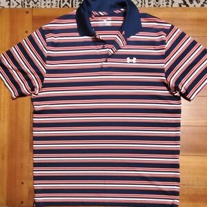 Under Armour Men's Polo Shirt - Navy and Red Stripes